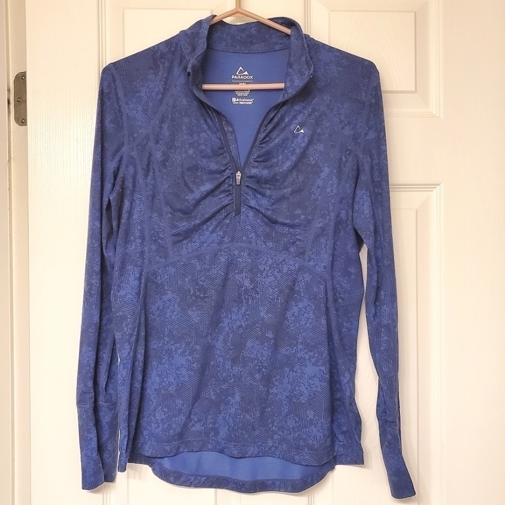 Paradox Athletic Top 1/4 Zip-Up Long Sleeves Stretch Lightweight Breathable EUC